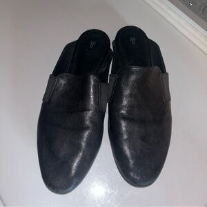 Frye Black Leather Mule Loafer Slip-Ons